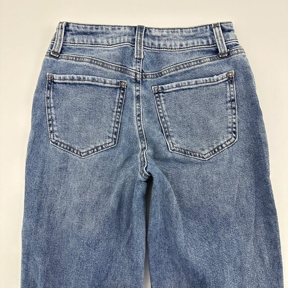SO High Rise Straight Distressed Raw Hem Women's size 1 Medium Blue Denim jeans - Picture 4 of 4